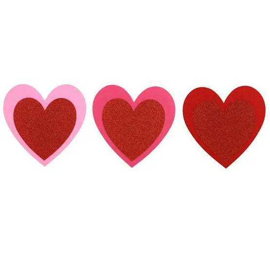 10" Red Pink Foam Felt Glitter Heart Set of 3 HV911299