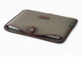 13 inch Laptop Slip - Sage FibreNyte / Chocolate Leather