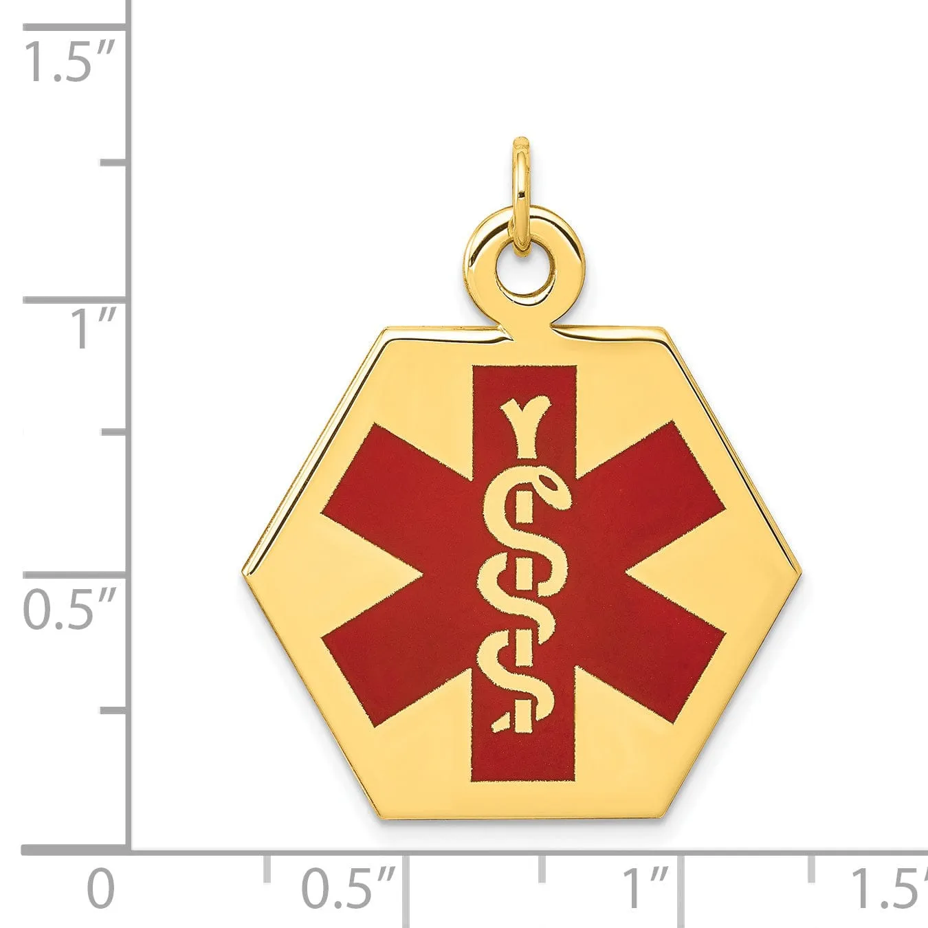 14k Yellow Gold Medical Alert ID Charm Pendant