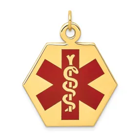 14k Yellow Gold Medical Alert ID Charm Pendant