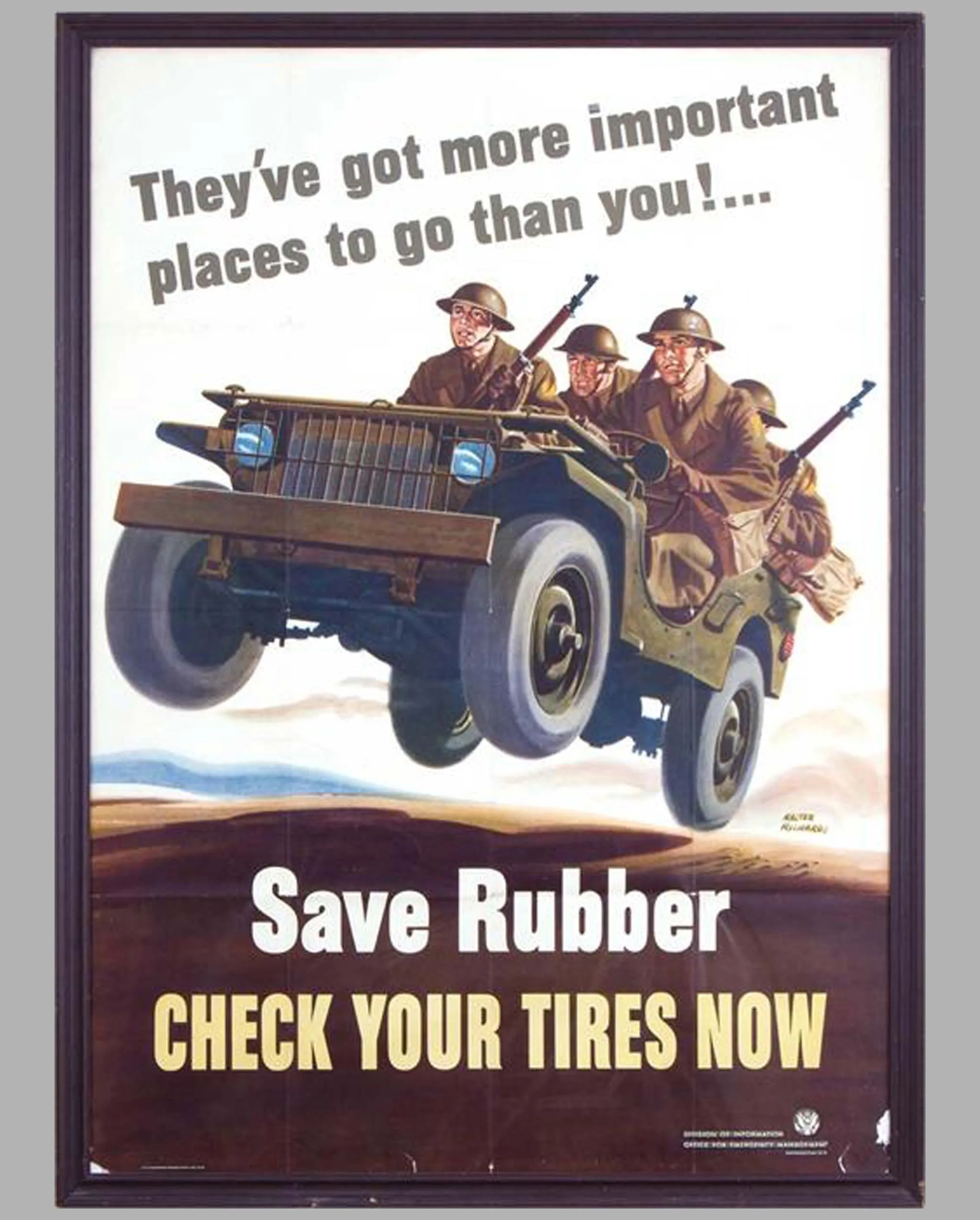 1942 original World War II propaganda poster, "Save Rubber" by W. Richards