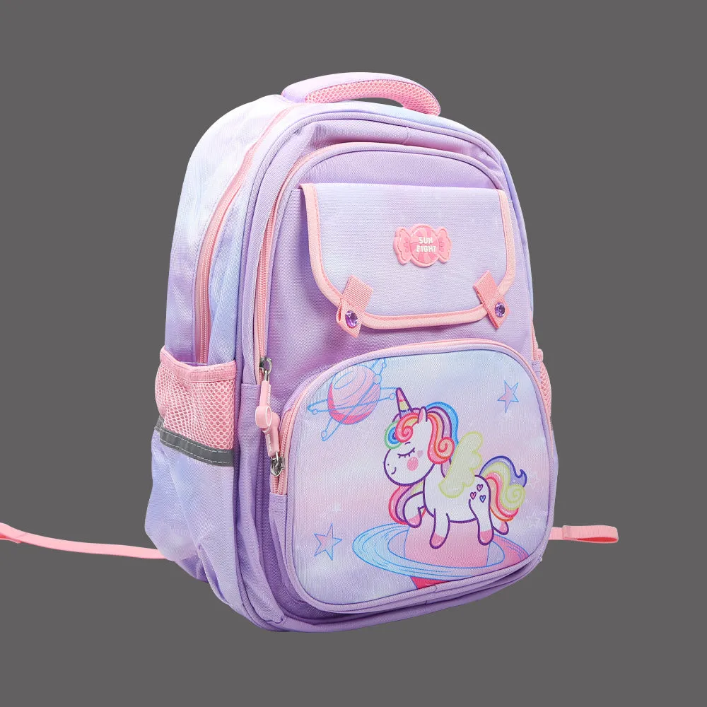 22115 KIDS SCHOOL BACK PACK PURPLE UNICORN 16INCH IR