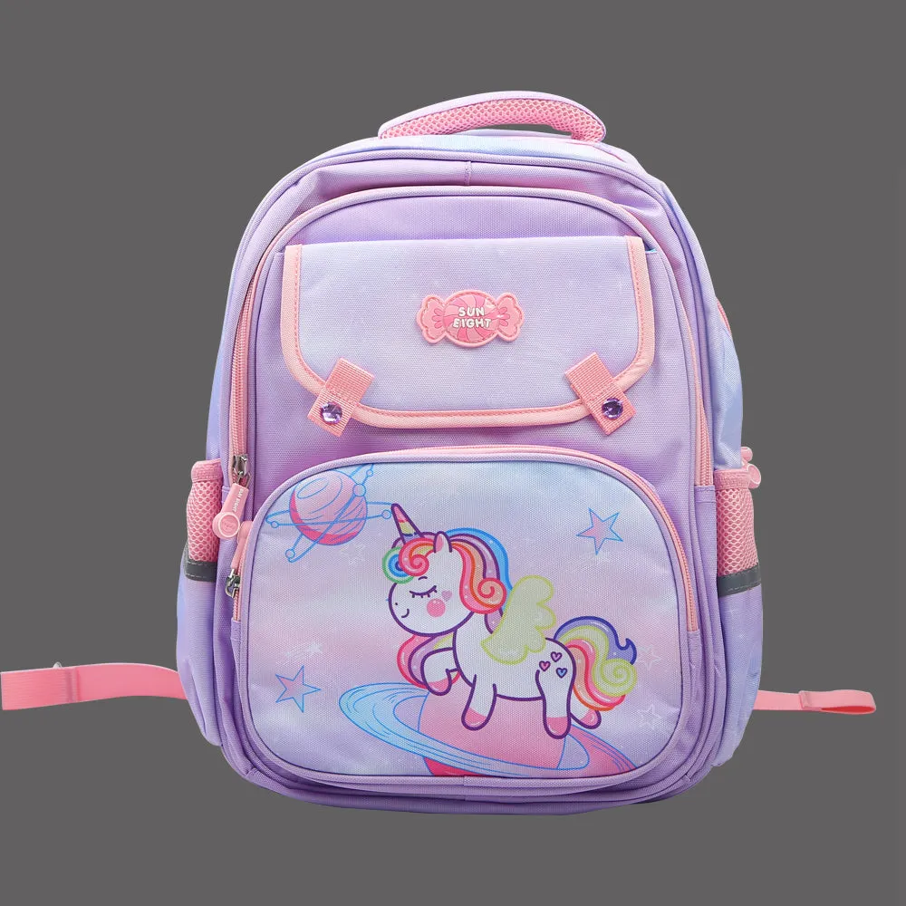 22115 KIDS SCHOOL BACK PACK PURPLE UNICORN 16INCH IR