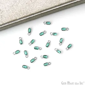 5pc Lot Apatite Octagon 4x3mm Silver Plated Single Bail Brilliant Cut Gemstone Connector