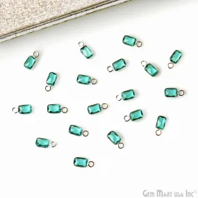 5pc Lot Apatite Octagon 6x4mm Silver Plated Single Bail Brilliant Cut Gemstone Connector