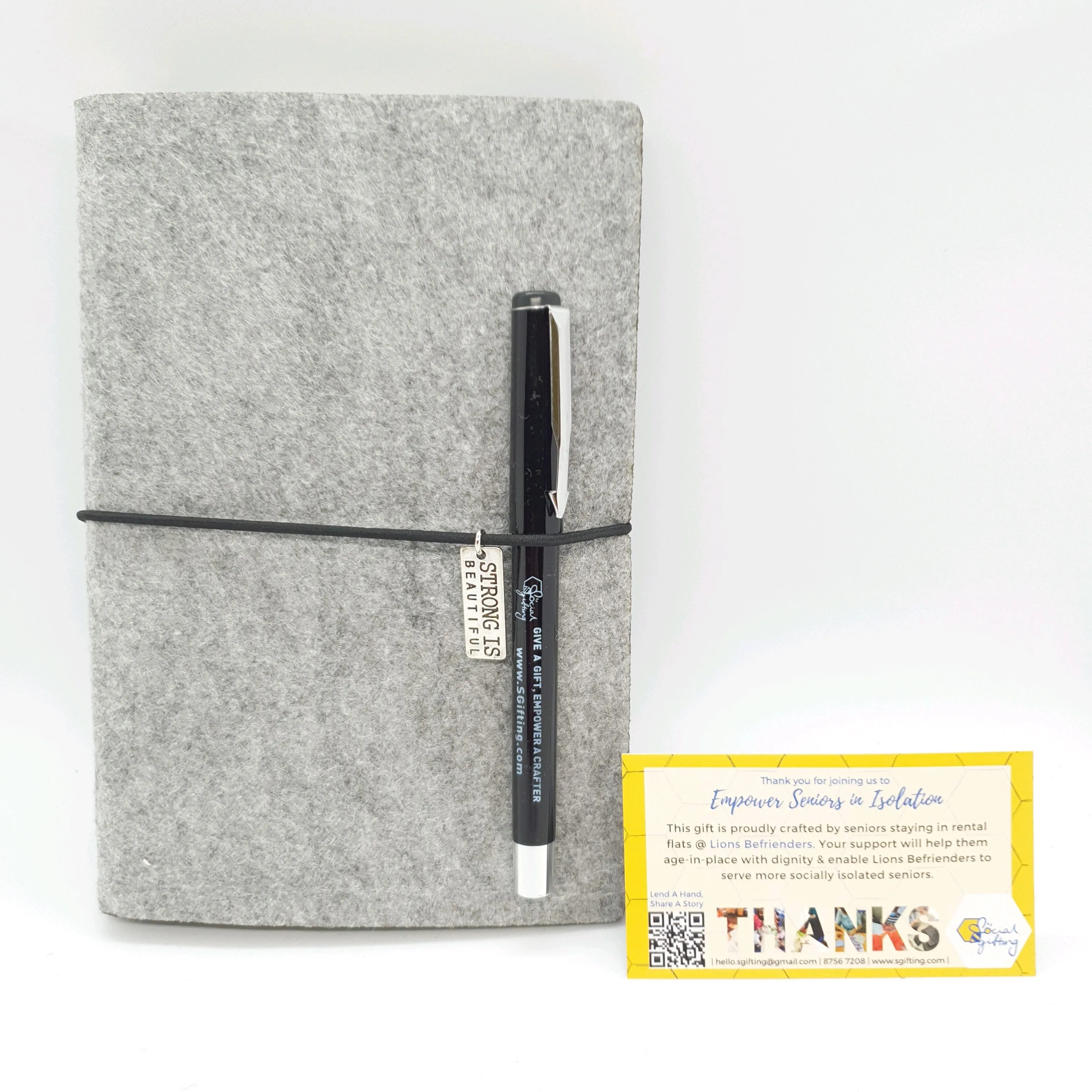 A6 Felt Binder Journal with Motivational Charm and Pen