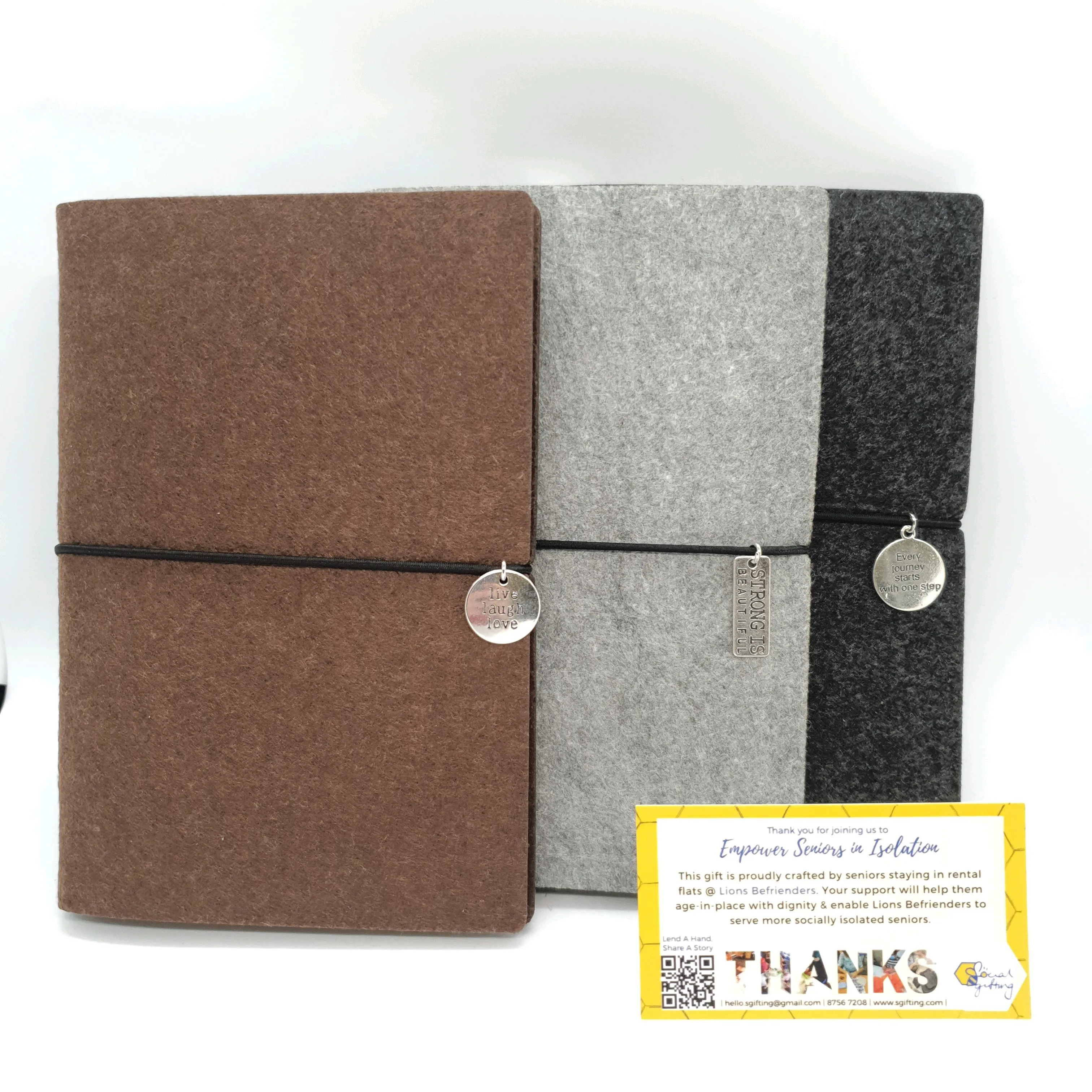 A6 Felt Binder Journal with Motivational Charm and Pen