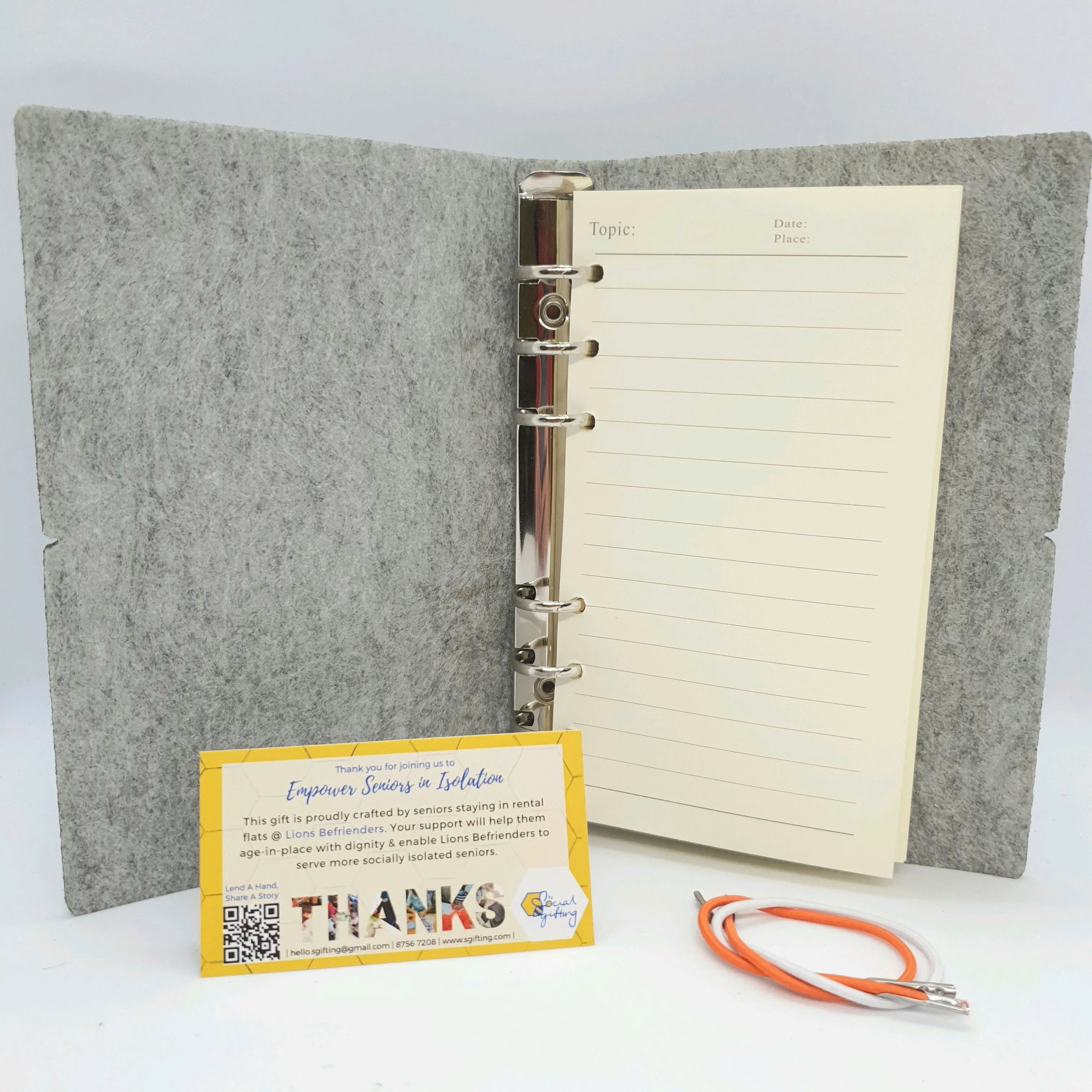 A6 Felt Binder Journal with Motivational Charm and Pen