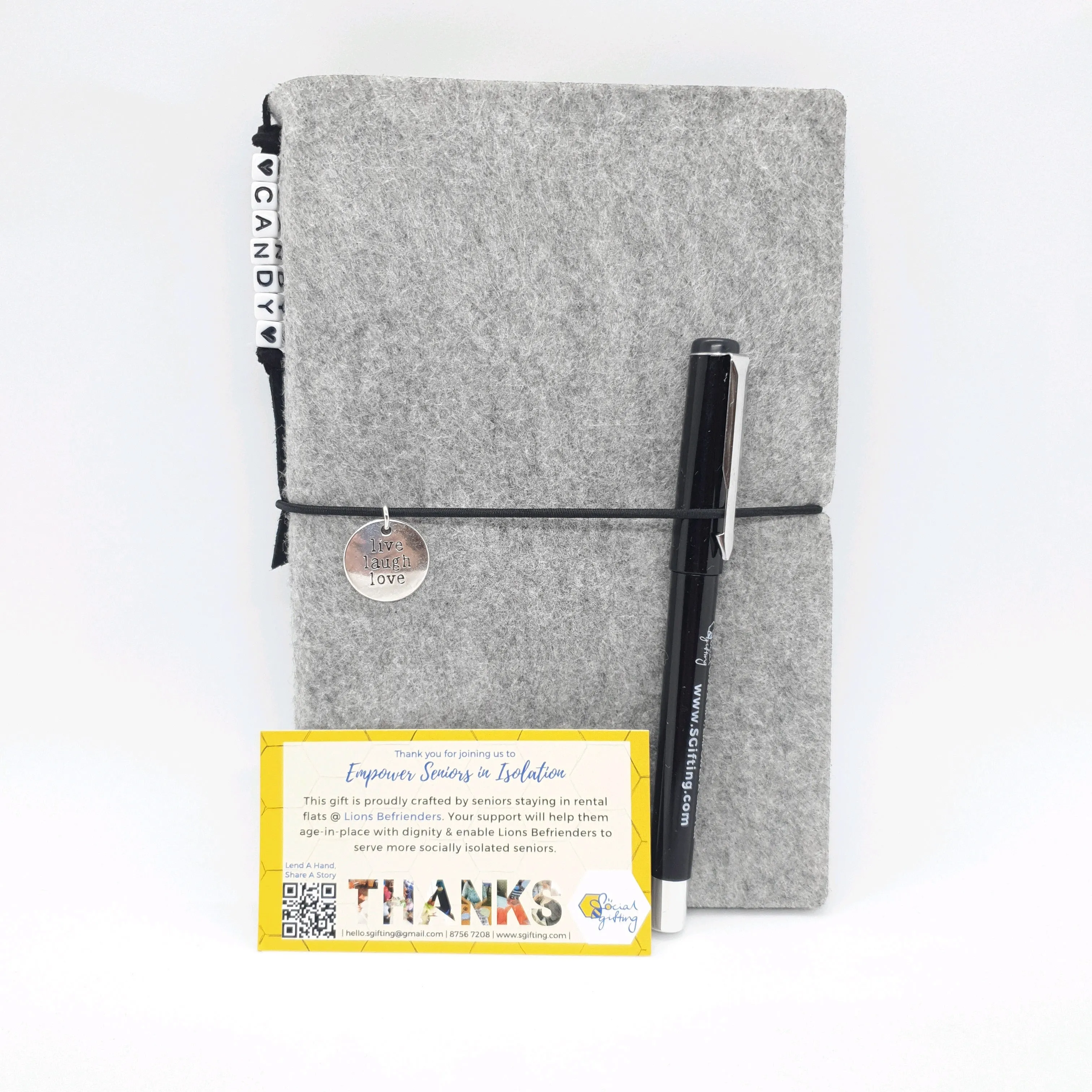 A6 Felt Binder Journal with Motivational Charm and Pen