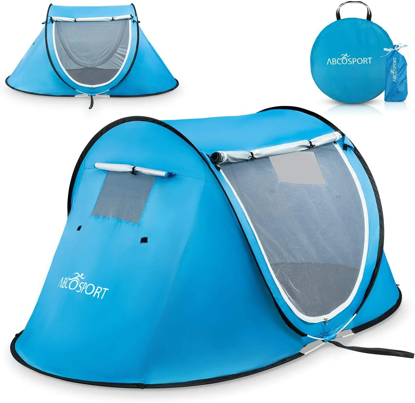 Abco 2-Person Pop Up Tent - Portable Cabana With 2 Doors, Water-Resistant And Uv