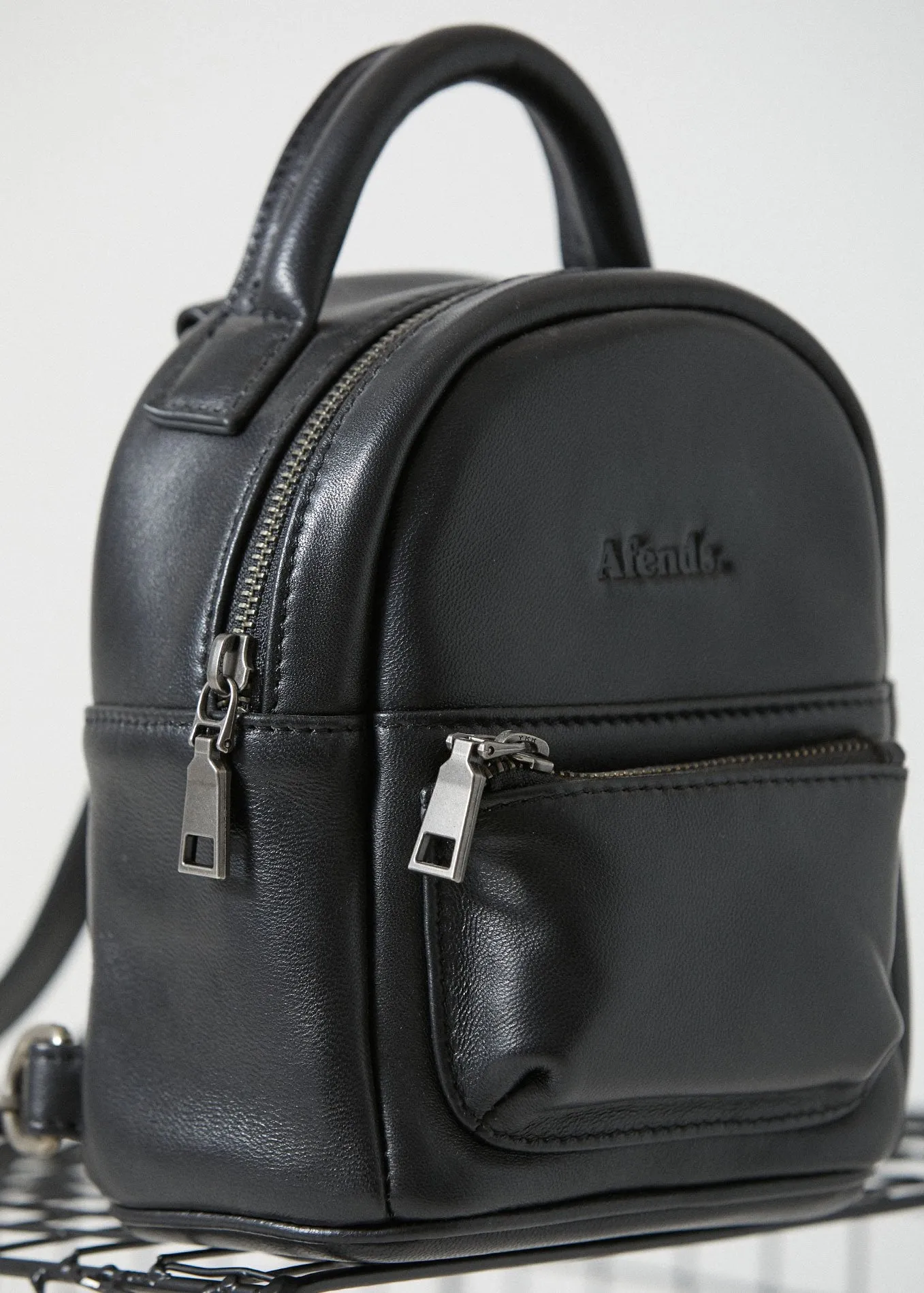 Afends Unisex Thea - Leather Adjustable Mini Backpack - Black