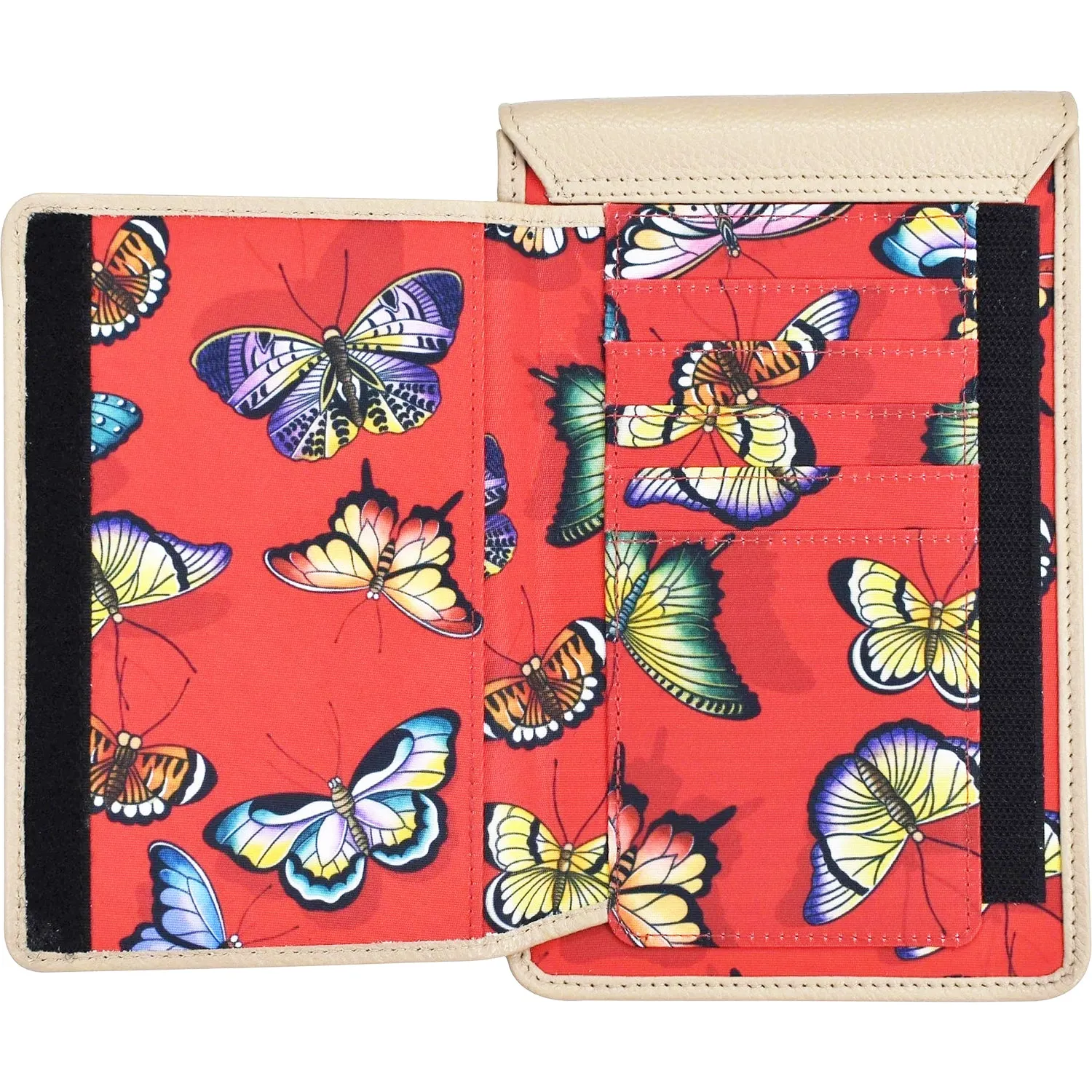 Anuschka Cell Phone Crossbody Butterfly Heaven Ruby Fabric/Leather