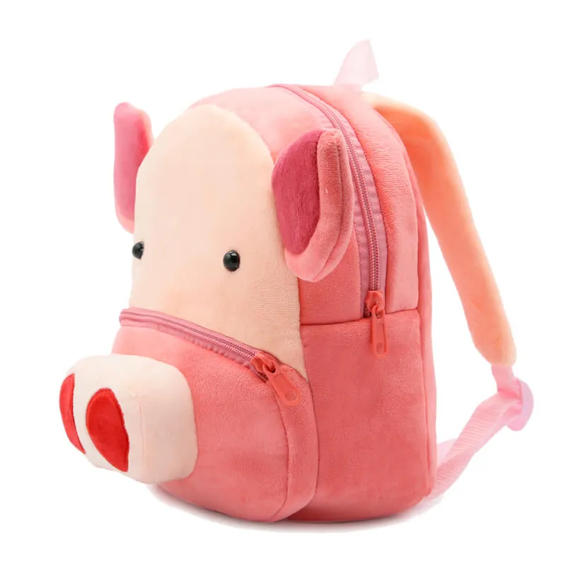 Anykidz 3D Pink Pig Kids School Backpack Cute Cartoon Animal Style Children Toddler Plush Bag Perfect Accessories For Boys and Girls