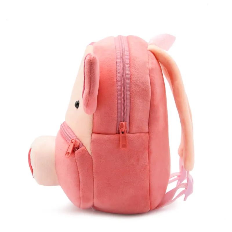 Anykidz 3D Pink Pig Kids School Backpack Cute Cartoon Animal Style Children Toddler Plush Bag Perfect Accessories For Boys and Girls