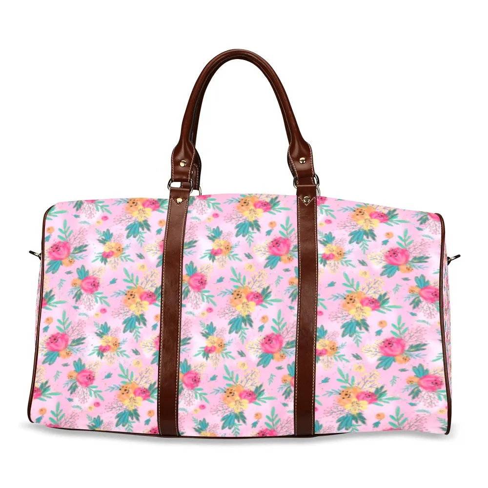 Australian Floral Pink Waterproof Travel Bag/Small (Model 1639)