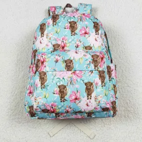 Baby Kids Children Backpacks Highland Cows Flowers Back Bags BA0081