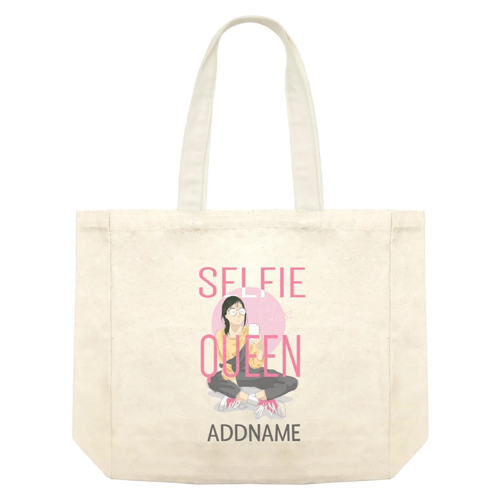 Beautiful Chic Selfie Queen Say Cheese with Addname Shopping Bag