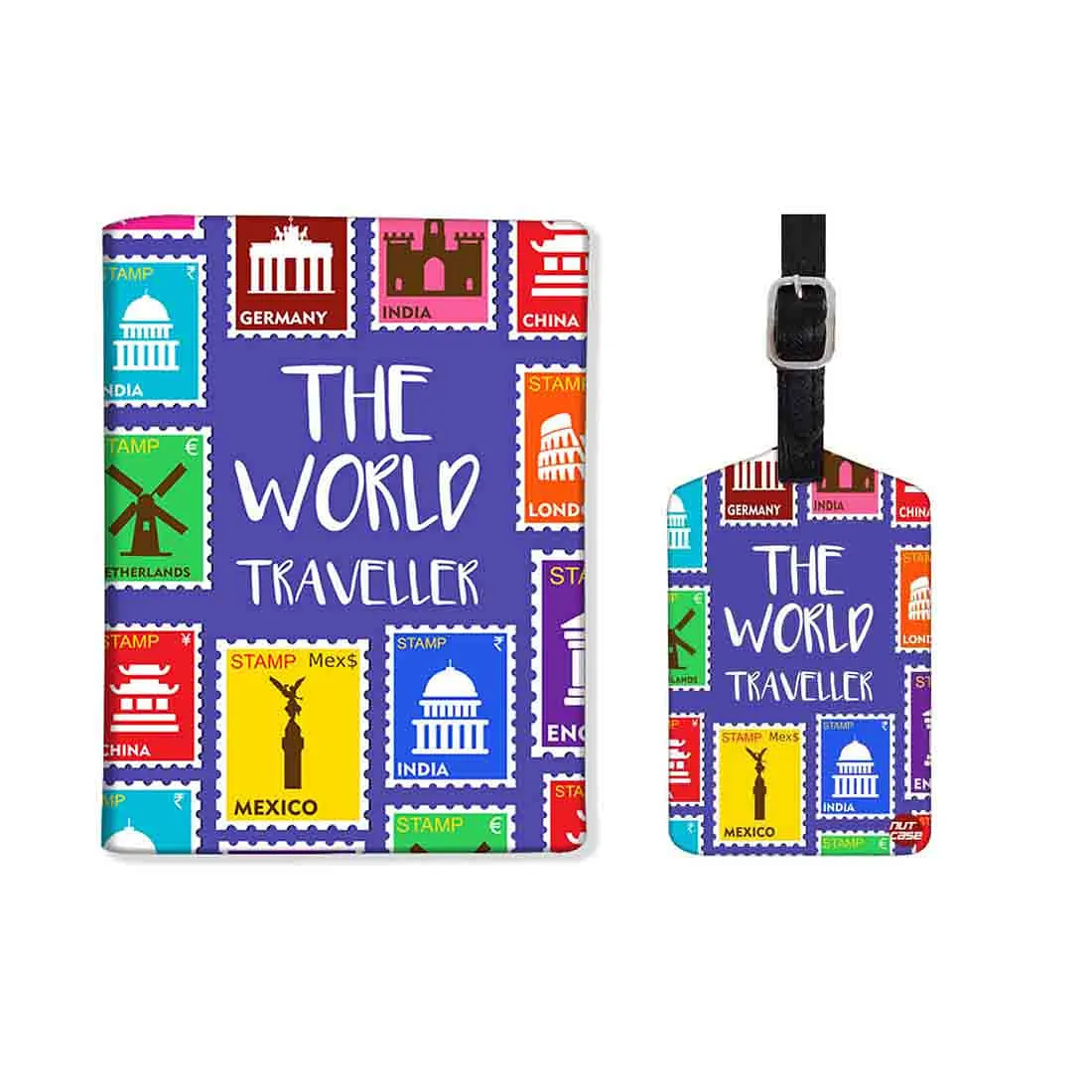 Best Passport Cover Holder with Luggage Tag Set - The World Traveller