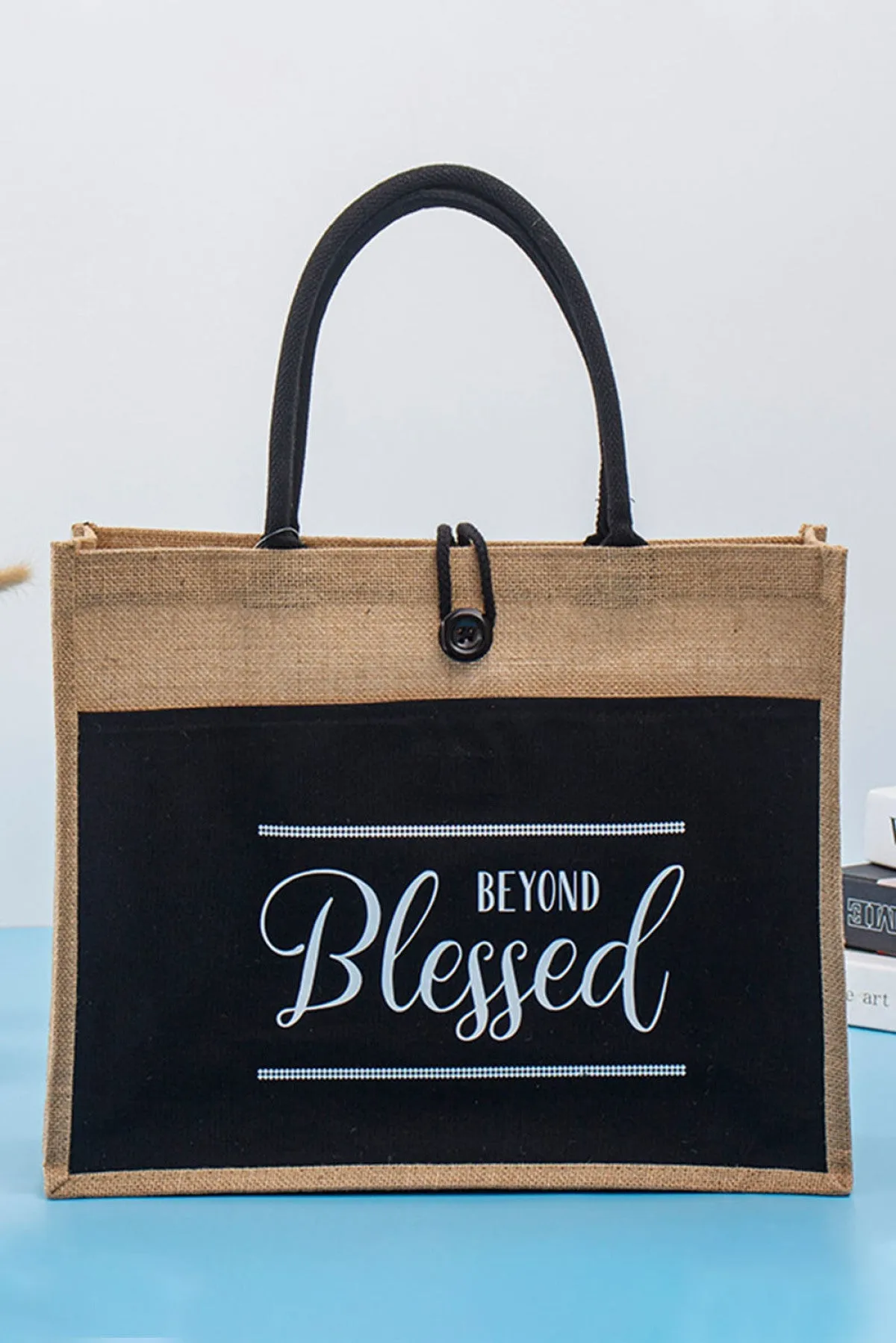 BEYOND Blessed Printed Vintage Burlap Bag