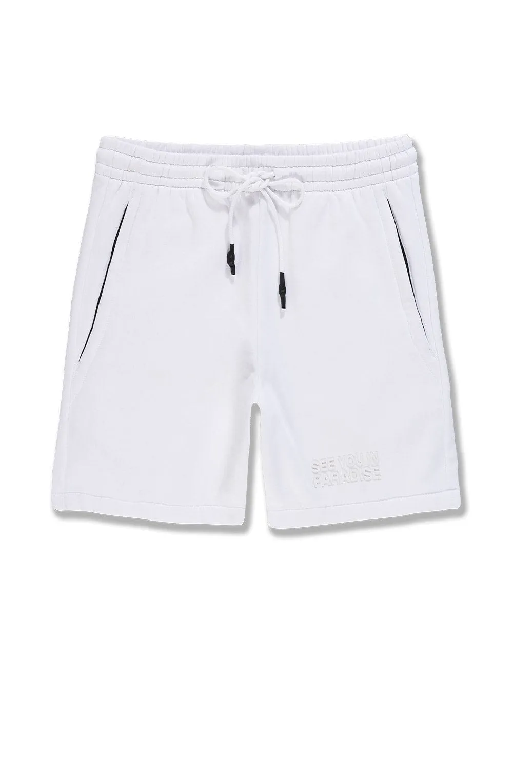 Big Men's Retro Paradise Tonal Shorts (White)