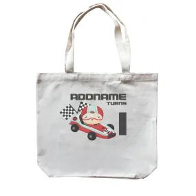 Birthday Cars Race Racer Boy With Racing Cars Addname Turns 1 Canvas Bag