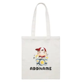 Birthday Music Band Boy Playing Drums Addname White Canvas Bag