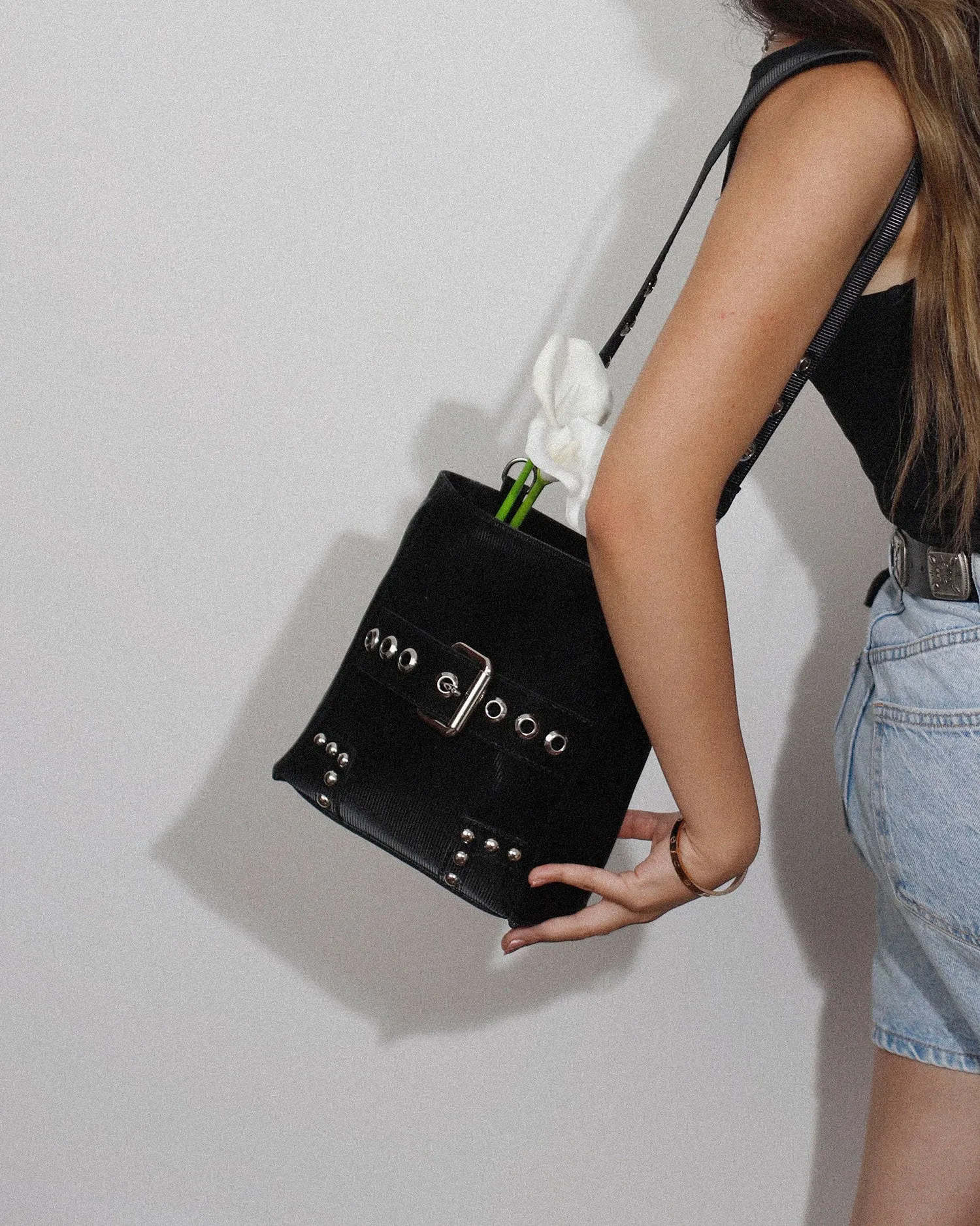 Black Faux Bucket Bag - Shop Naz