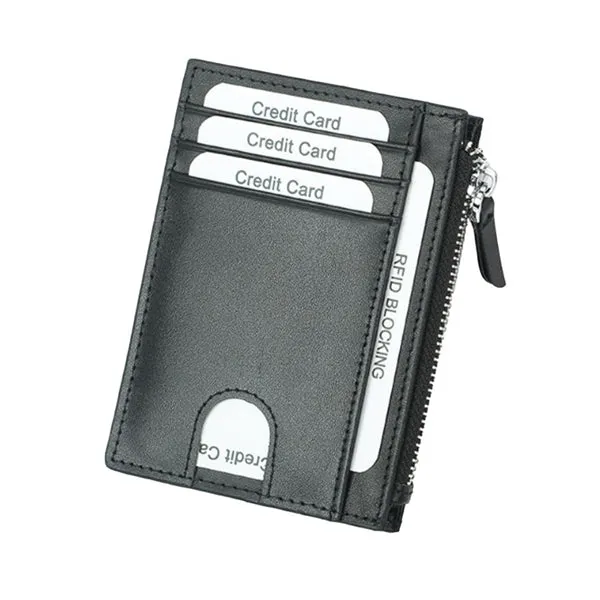 Black Grained Leather RFID Card Holder 黑色真牛皮RFID安全防盜信用卡套 CH19010