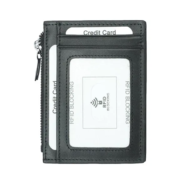 Black Grained Leather RFID Card Holder 黑色真牛皮RFID安全防盜信用卡套 CH19010