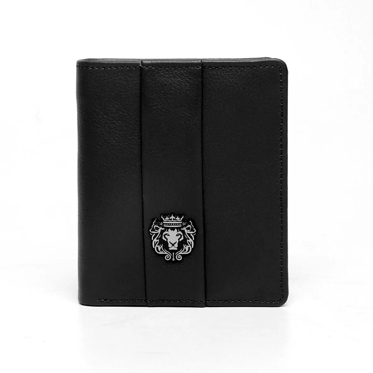 Black leather passport cover with card and wallet features by Brune & Bareskin .