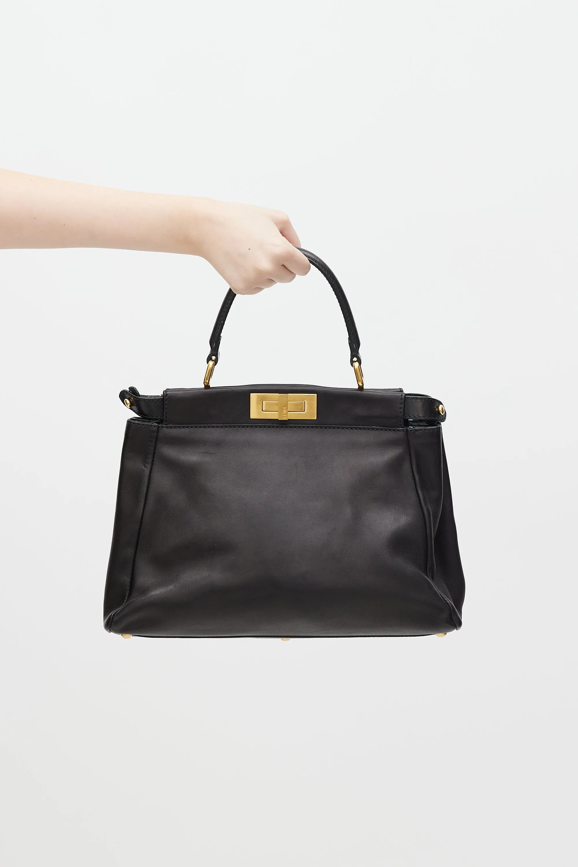 Black Leather Peekaboo Medium Bag