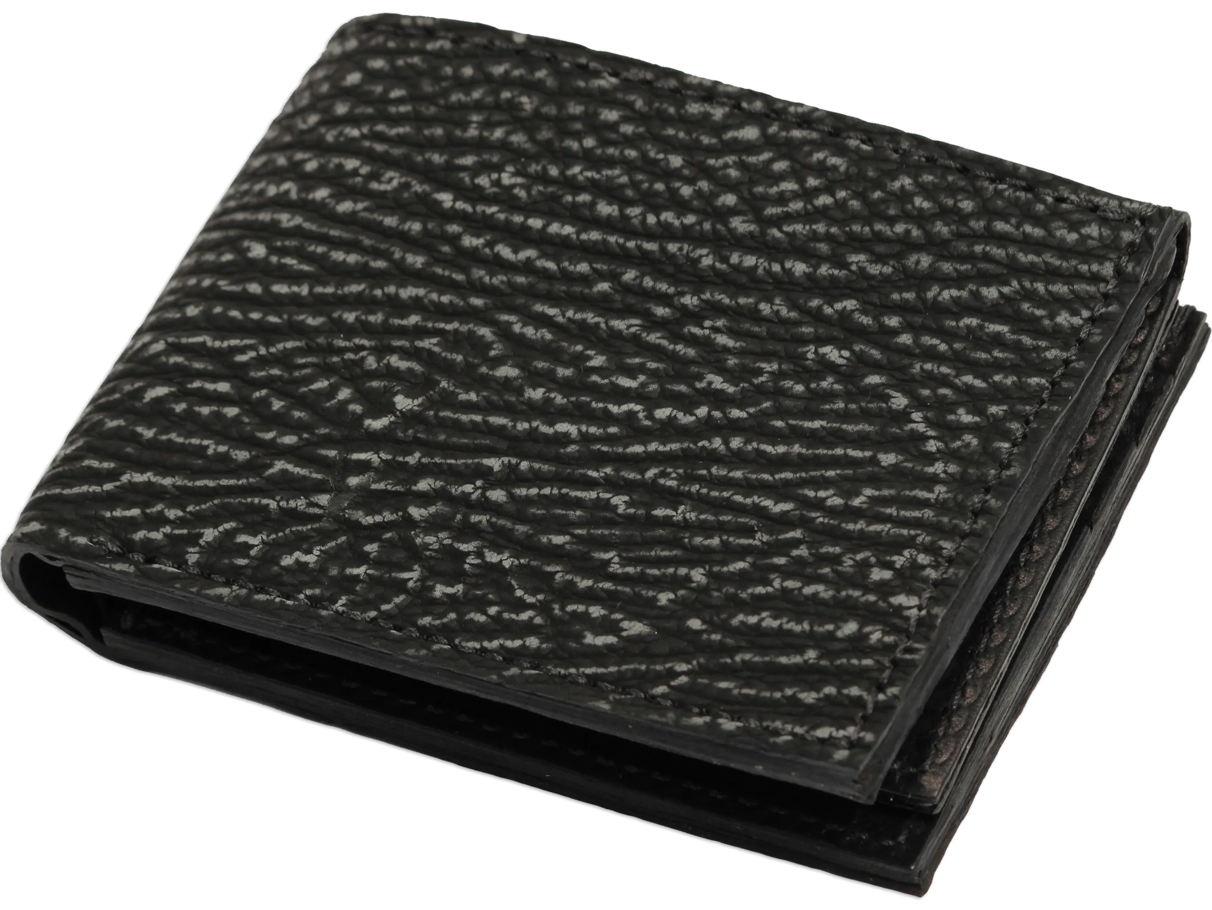 Black Suede Shark Luxury Designer Exotic Bifold Wallet With Flip Up ID Window