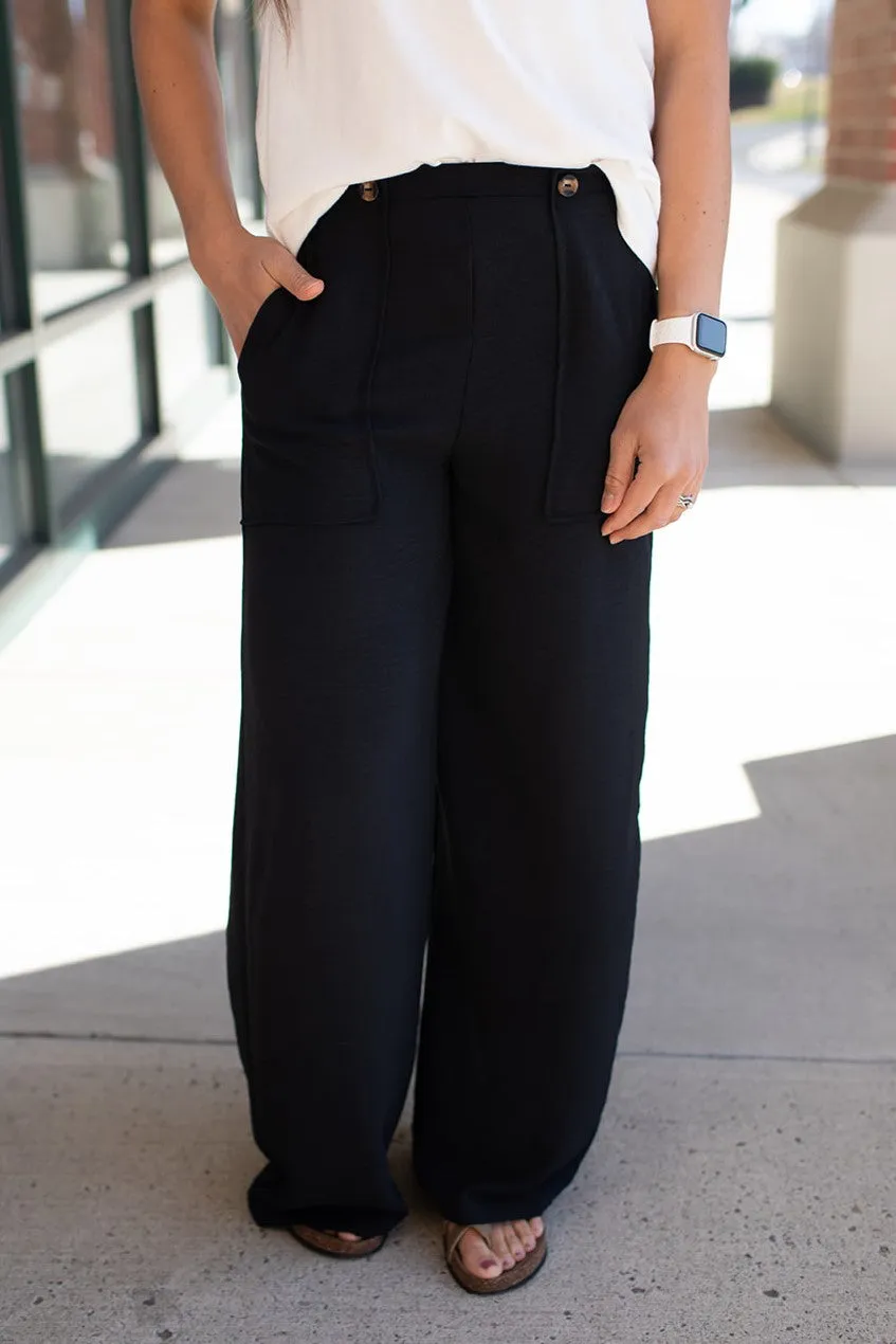 Black True Waist Wide Leg Pants (SM-3X)