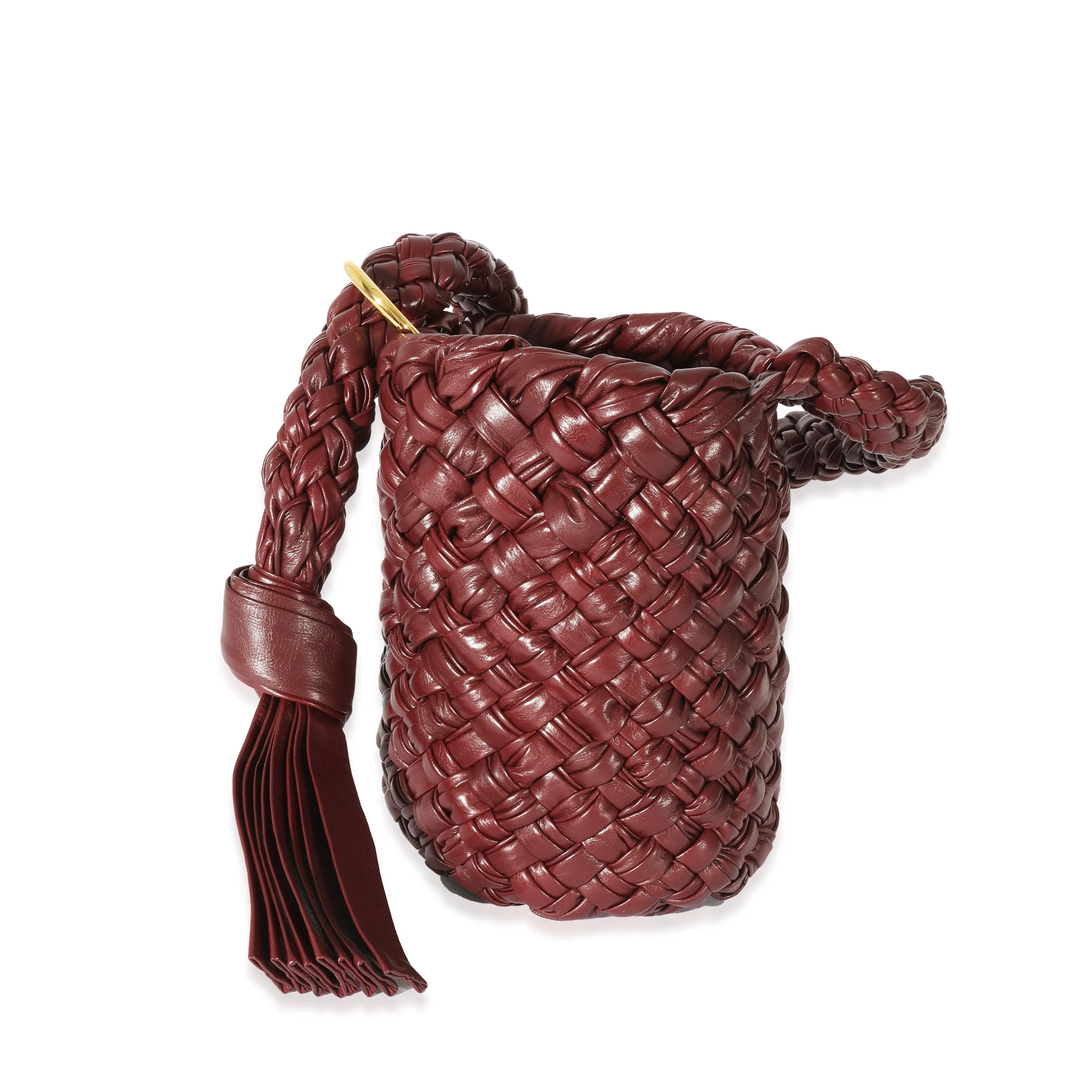 Bottega Veneta Burgundy Intreccio Leather Kalimero Bucket