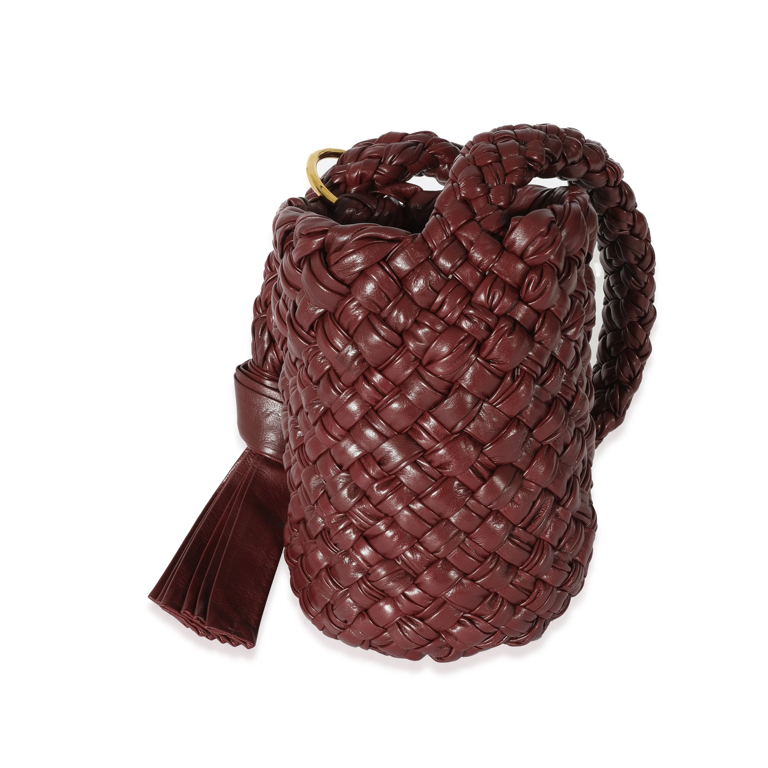 Bottega Veneta Burgundy Intreccio Leather Kalimero Bucket