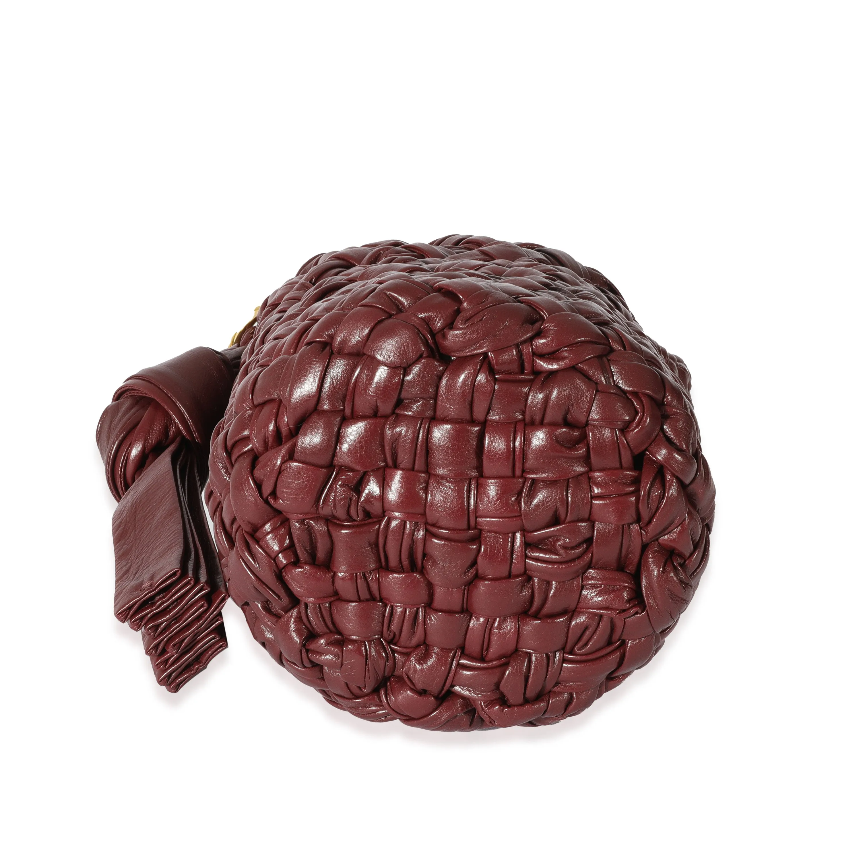 Bottega Veneta Burgundy Intreccio Leather Kalimero Bucket