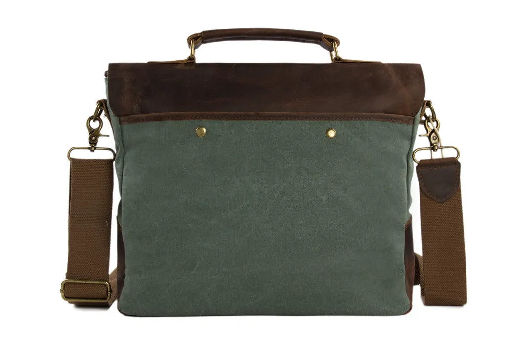 Canvas Leather Bag Briefcase Messenger Bag Shoulder Bag Laptop Bag