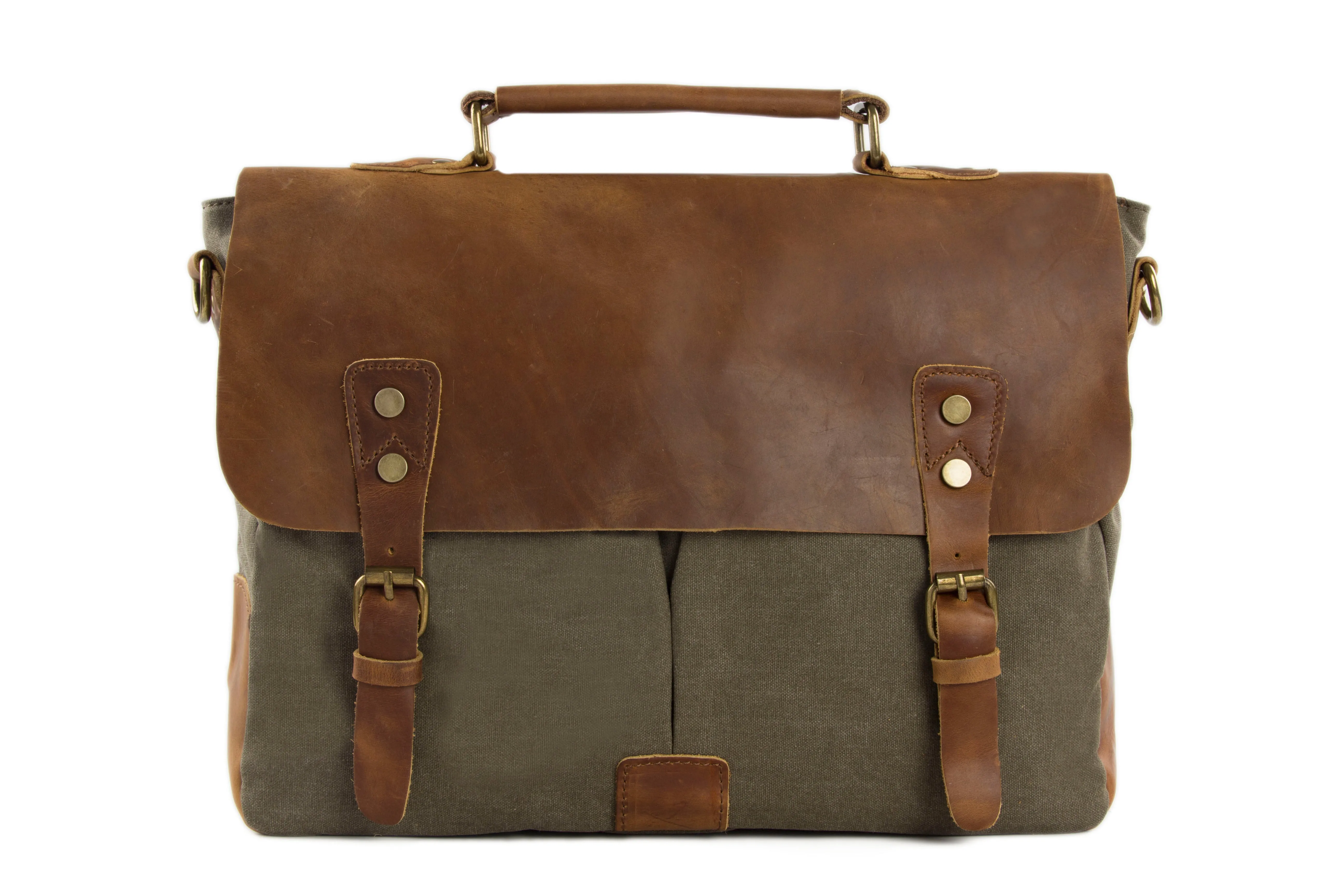 Canvas Leather Bag Briefcase Messenger Bag Shoulder Bag Laptop Bag