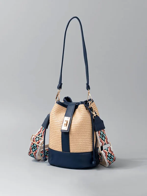 Casual Woven Drawstring Shoulder Bag