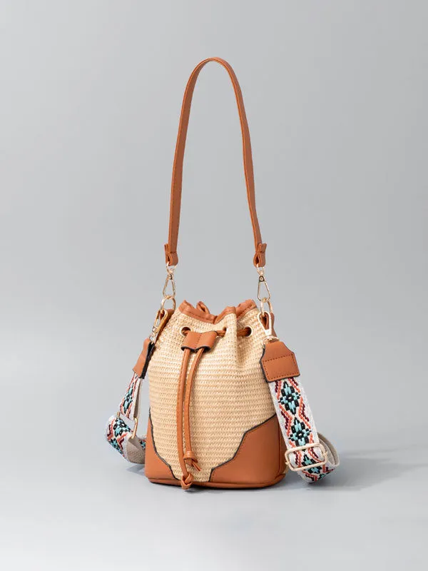 Casual Woven Drawstring Shoulder Bag