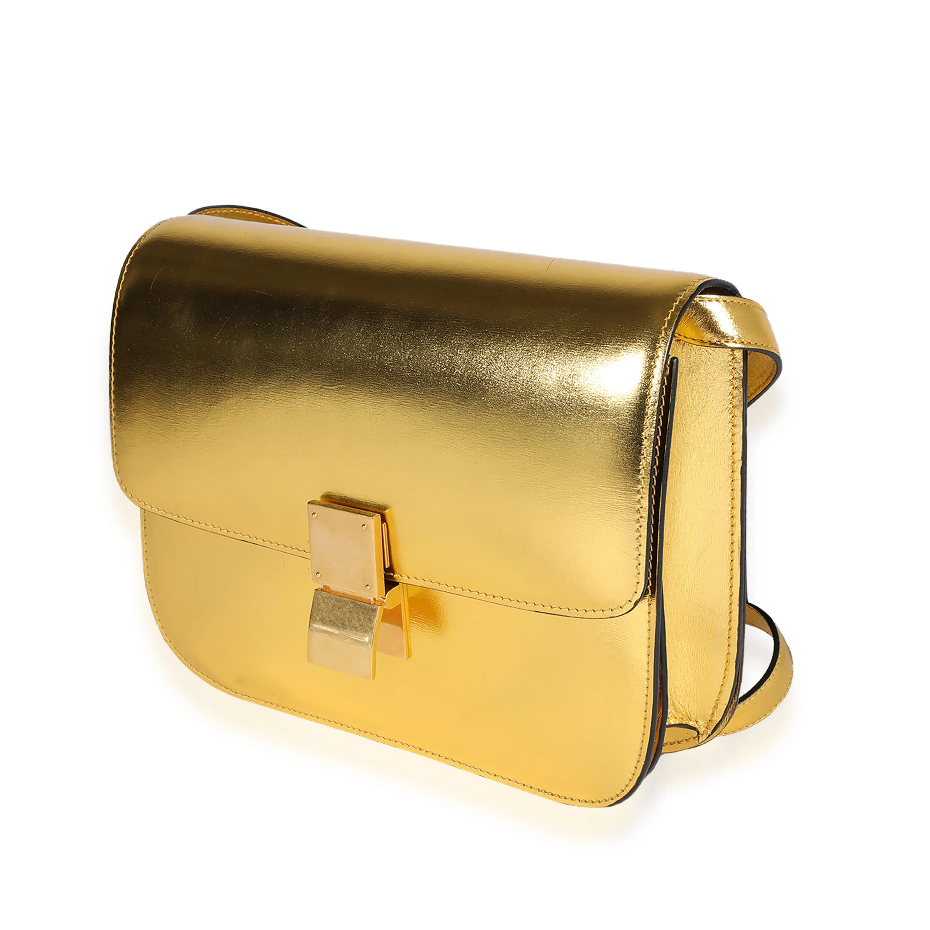 Celine Metallic Gold Calfskin Medium Box Bag