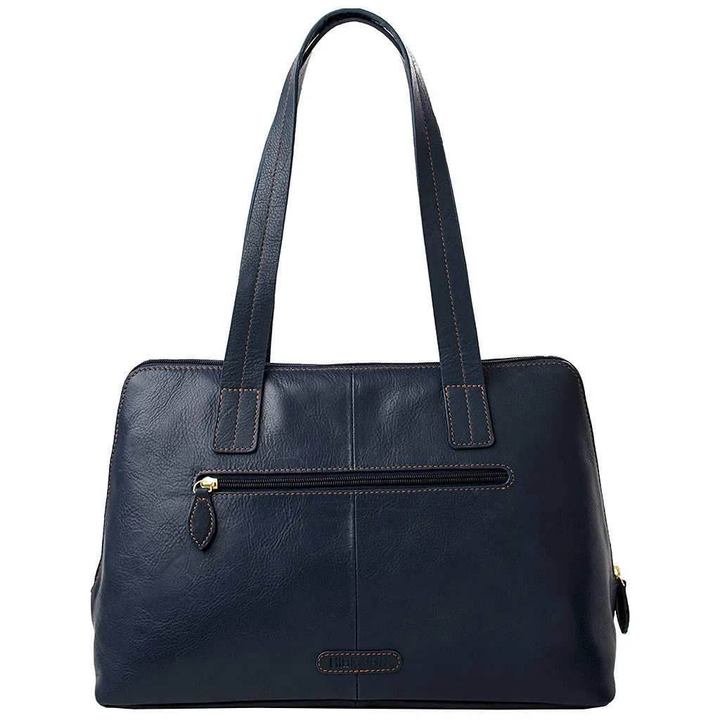 Cerys Leather Multi-Compartment Tote in Blue