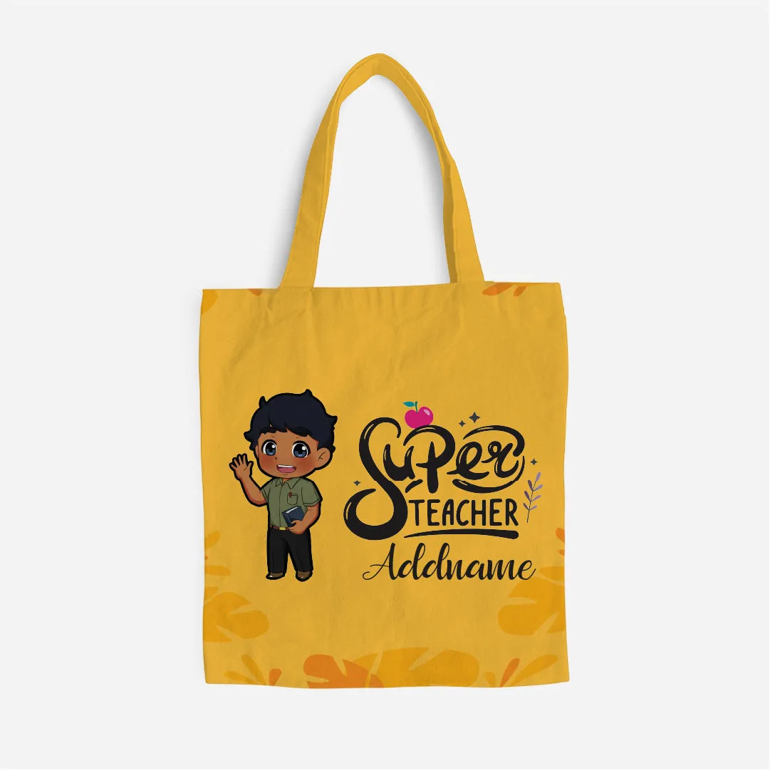 Chibi Super Teacher Indian Male Teacher Full Print Tote Bag