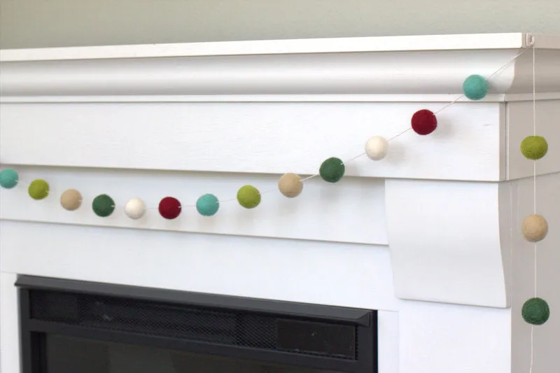 Christmas Felt Ball Garland- Burgundy, Forest, Lime, Turquoise, Almond