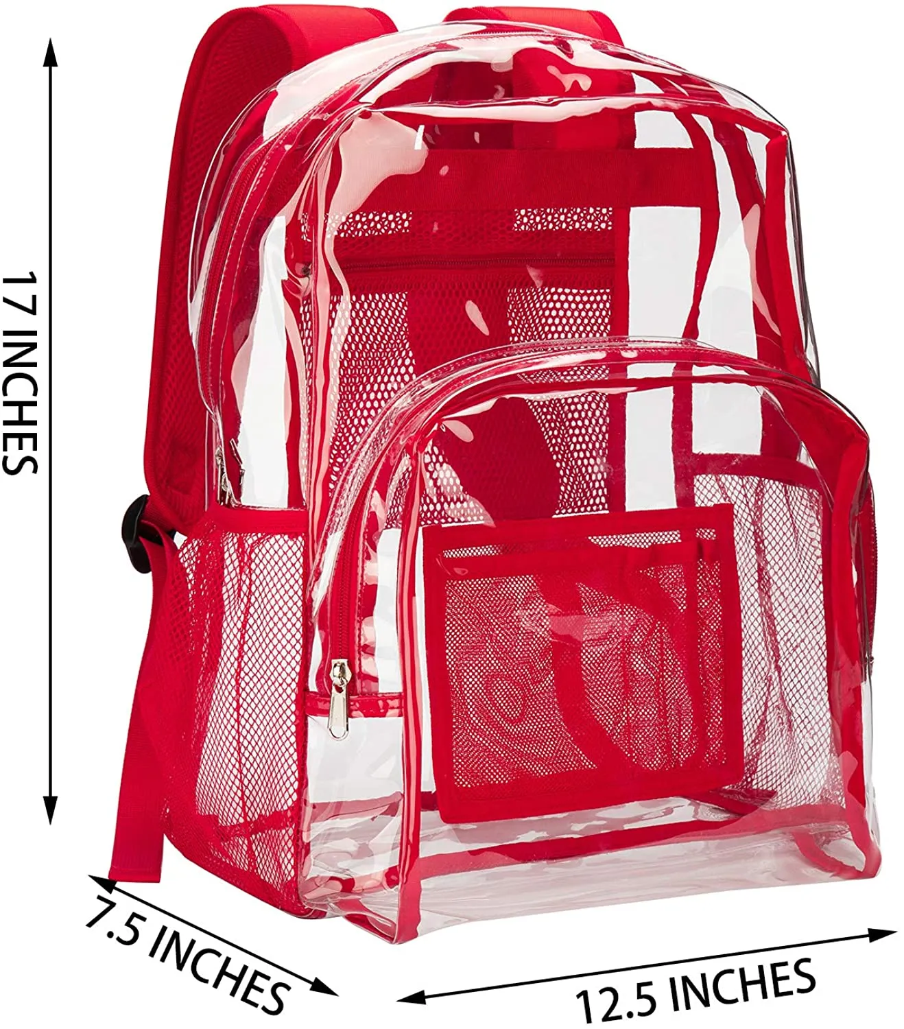 Classic Designs Red Durable Heavy Duty Clear Backpack