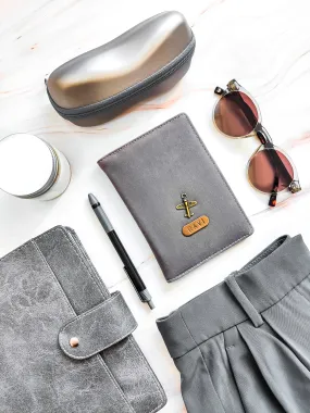 Classy Grey Vegan Leather Passport Cover