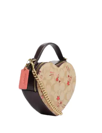 Coach Heart Crossbody In Signature Canvas With Heart And Star Print