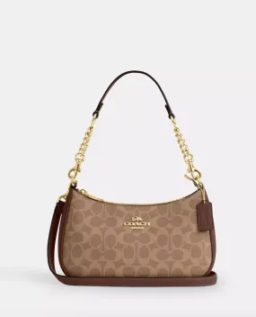 Coach Teri Shoulder Bag In Signature Gold Tan Brown