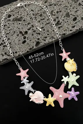 Color Painted Oil Shell Starfish Beach Vacation Necklace