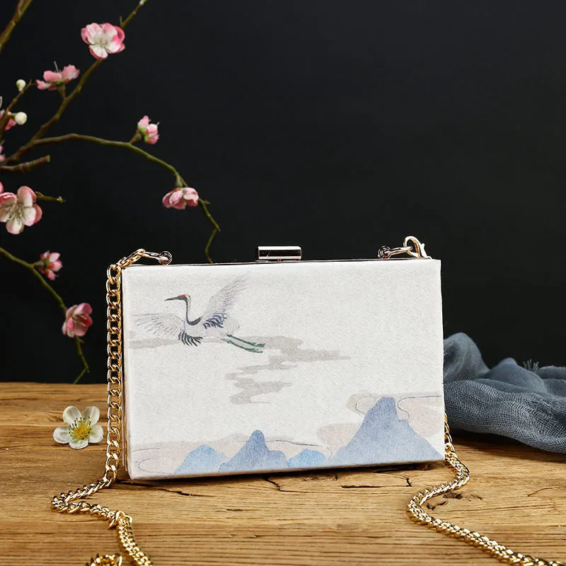 Crossbody Bag for Hanfu & Cheongsam - Mountain Cranes